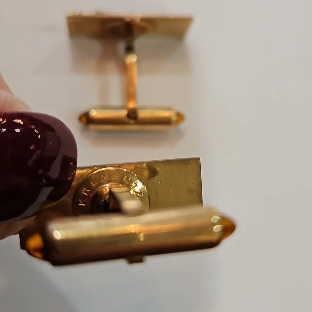 KREMENTZ VINTAGE GOLF‎ CUFFLINKS GOLD MID CENTURY
